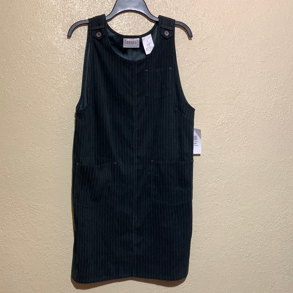 Erika Studio Dress NWT Charcoal Gray Stripes Sleeveless Size S